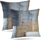 Brown Gray Abstract Art Artwork Pillow Cover, Gallery Modern Decorative Throw Pillows Cushion Cover for Bedroom Sofa Living Room 18 x 18 Inch Set of 2