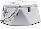 FREELOVE Concrete Ashtray with Lid & Stainless Steel Ashtrays for Cigarettes, Cement Ash Tray Smoking Holder Indoor Smokeless Outdoor Windproof Patio Home Office Cool Decor(White Marble, Small)
