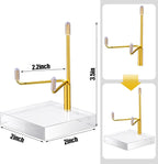 Suzile 4 Pcs Adjustable Metal Arm Display Stand Easel with Acrylic Base Rock Display Easel Holder Acrylic Crystal Clear Plate Stand for Geodes Mineral Agate (Gold, 2 x 2 x 3 Inch)