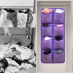Dual Sided Hanging Closet Organizer Shoe Rack Holder with 26 Large Pockets (Purple)