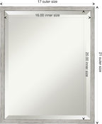 Amanti Art White Wall Mirror 21x17 Shiplap White Narrow Rectangle Bathroom Mirror for Wall Decor Living Room, Small Cottage Wood Frame, Hangs Horizonally and Vertically, Bathroom Decor, Beveled Edge
