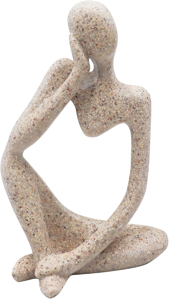 Dnoifne Thinker Statues and Sculptures, Sandstone Resin Thinker Statue Ornaments, Abstract Style Sculptures, Housewarming Gifts, Living Room Dining Desk Decorations (Right, Super Large)