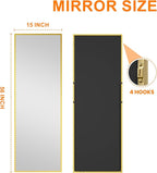 TRAHOME Standing Mirror Full Length Mirror,15" x 56" Large Floor Mirror with Aluminium Frame for Door Bedroom Bathroom Living Room(Gold)