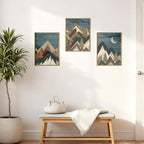 BINCUE Boho Mountain Wall Art Framed Landscape Wall Decor Modern Nature Artwork Mountains Wall Pictures Moon Art Landscape Paintings Rustic Prints for Farmhouse Bedroom Living Room Office 12x16 Inch 3 Piece