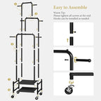 Chrislley Small Clothing Rack With Wheels, 71" Portable Rolling Garment Rack With 2 Shelves and 6 Hooks, 3-Section Different Heights Heavy Duty Metal Clothes Rack For Coats, Shirts, Bags, Shoes, Black