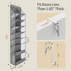 Yecaye Over the Door Shoe Organizer Hanging with Large Pockets, 8 Tier Back of Door Storage for Nursery, Closet and Bathroom, Partition Behind Door Organizers Shelf with Baby Clothes (1 Pack, Grey)