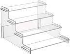 HENABLE 4 Tier Acrylic Display Risers, Perfume Organizer Stand, Cupcake Stand Holder, Clear Shelf Risers for Display Stands for Funko POP Figure, Dessert Shelves for Party, Decoration