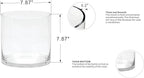 8" Wide 8" Tall Large Hand Blown Sturdy Clear Cylinder Glass Vase, Centerpiece Flower Vase for Rose, Tulip, Boquets, Hurricane Candle Holder (1, 8"x8")
