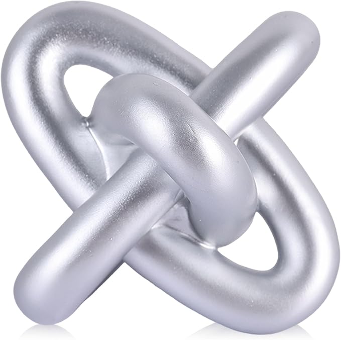 XMGZQ Silver Knot Decor for Coffee Table Book,Chain Link Decor for Bookshelf Entry Table TV Stand,Jax Knot Sculpture for Home Living Room,Object Decoracions para sala,adornos para sala Modernos