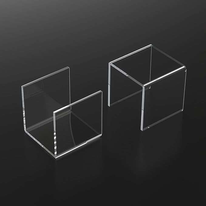 Sezanrpt Clear Acrylic Risers 3 pcs, Square Acrylic Food Display Stands Tabletop, Display Shelf for Vendors, Collectibles, Funko Pop, Food, Glasses, Perfume, Small Plants - 5''x6''x7''