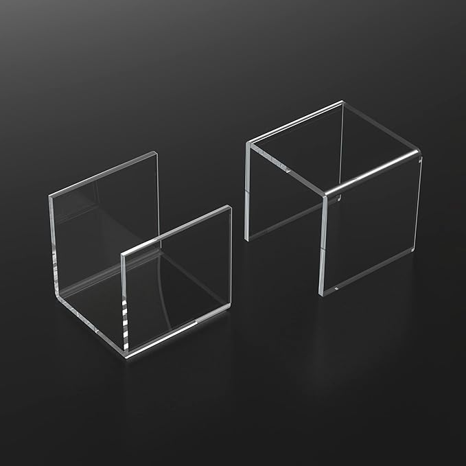 Sezanrpt Square Acrylic Shelf Risers 3pcs, Acrylic Dessert Table Display Set, Clear Acrylic Showcase Collectibles Display Shelf for Funko Pop, Cupcake, Toys, Watches, Table Decorations - 4''x5''x6''