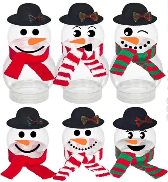 Cinrobiye 12 Set Snowman Craft Snow Globes Kit DIY Christmas Snow Globe Clear Globes with Screw Off Cap DIY Snow Globes Christmas fillable Ornaments Xmas DIY Crafts Home Decoration