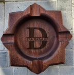 Personalized Name Walnut Cigar Ash Tray Set for Men Custom Wooden Cigar Ashtray Monogramed Men Father's Day Ashtray Gifts for Husband Fathers Groomsmen Papa Grandpa (Retro Tray Set)