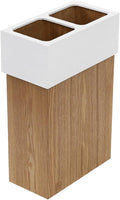 Wooden Umbrella Stand, Double Bucket Umbrellas Storage Box with a Detachable Drip Tray, Japanese Style Canes Walking Sticks Holder for Home Office,Hotel,Outdoor(White)