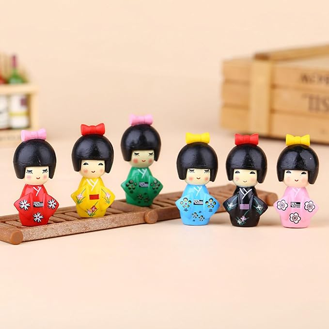 IMIKEYA 12Pcs Japanese Kimono Dolls Resin Miniature Kimono Ornament Figurines - Asian Geisha Decor for Home Table Party Favor Fairy Garden Decoration