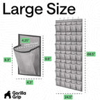 GORILLA GRIP Over the Door Shoe Organizer, 35 Large Breathable Mesh Pockets, Space Saving Hanging Storage Holder, 5 Hook Closet Rack Hanger, Hangs on Closets for Shoes, Accessories 68.5H x 24.5W Grey