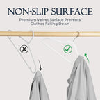HOUSE DAY White Velvet Hangers 20 Pack, Non Slip Clothes Felt Hanger Heavy Duty for Coat, Premium Slim Space Saving Suit Hangers for Closet Organizer, 360° Rotating Silver Hook
