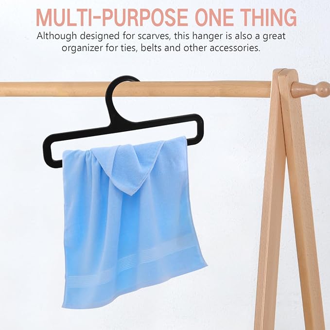 Milisten Scarf Hanger 10-Pack Plastic Organizer for Closet Belt Tie Holder Rack with Smooth No-Scratch Hooks Space-Saving Shawl Display Stand 6.69X3.14X0.09 Inches