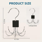 2Pcs Multifunction Belt Hanger, 360° Rotatable Belt Organizer | Hold Up to 24 Belts – Hanging Holder Storage Hook for Belt, Bra, Tie, Scarf, Purse & Tank Tops, Silver