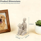 Dog Statue Home Decor, Man with Dog Sculpture for Desk Office Living Room, Hand-Painted Resin Figurine - Memory Gift for Pet Lovers, Dog Dad, Christmas & Housewarming (Sandstone)
