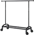 Heavy Duty Clothes Rack for Hanging Clothes 350lbs Clothing Rack 3" industrial Wheels 51 to 71" W x 16.53" D x 65" to 71" H Adjustable Rolling Clothes Rack Coat Rack Garment Rack Black