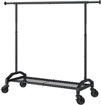 Heavy Duty Clothes Rack for Hanging Clothes 350lbs Clothing Rack 3" industrial Wheels 51 to 71" W x 16.53" D x 65" to 71" H Adjustable Rolling Clothes Rack Coat Rack Garment Rack Black
