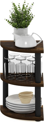 Furinno Turn-N-Tube Kitchen Countertop Organizer, 3-Tier Corner Countertop Organizer Shelf, Corner Shelf, for Kitchen, Pantry, Organizers and Storage, Amber Pine