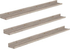 HOOBRO Floating Shelves, Wall Shelf Set of 3, 47.2 Inches Hanging Shelf with Raised Edge and Invisible Brackets, for Bathroom, Bedroom, Kitchen, Office, Living Room Decor, Greige BG92BJ01