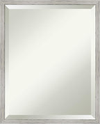 Amanti Art White Wall Mirror 21x17 Shiplap White Narrow Rectangle Bathroom Mirror for Wall Decor Living Room, Small Cottage Wood Frame, Hangs Horizonally and Vertically, Bathroom Decor, Beveled Edge