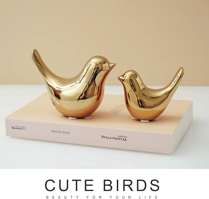 Notakia Gold Home Decor Small Birds Statues Modern Style Decorative Ornaments for Living Room Decor, Bedroom, Office Desktop, Cabinets (2Pcs Gold Birds)