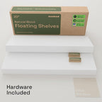 BAOBAB WORKSHOP Wood Floating Shelves for Wall 20 Inch, Solid Real Wooden Bathroom Shelf White Thick, Heavy Duty Wall Shelf Mounted 20 Kitchen Bedroom Rustic, White Finish, 20W × 6.7D, Set of 2