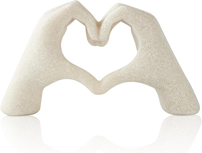 Marble Gesture Heart Decoration, Modern Love Statue Finger, Abstract Heart Hands Sculpture Home Wedding Decoration,Shelf Decor