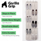 GORILLA GRIP Over the Door Shoe Organizer, 24 Large Breathable Mesh Pockets, Space Saving Hanging Storage Holder, Closet Rack Hanger Holds Up to 40 lbs, Hangs on Closets for Shoes, Accessories, Linen