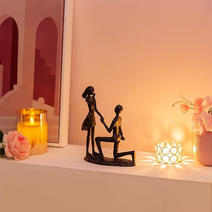 Sziqiqi Anniversary Wedding Gifts for Couple: 6th Anniversary Iron Gift for Her Him Husband Wife - 1 Year Wedding Gifts for Engagement Christmas Valentines Birthday - Couple Sculptures for Home Decor