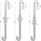 Wreath Hangers for Front Door,15" Sturdy Metal Wreath Doors Hangers,Over The Door Hooks for Front Porch Decor,Garland Hooks Holders for Halloween Christmas Decorations (Silver Star, 4 Pack)