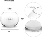 CYS EXCEL Large Glass Bubble Bowl (H-9.5" W-11", Approx. 3 Gal.) | Multiple Size Choices Fish Bowl Vase | Glass Round Bowl Terrarium | Globe Flower Vase Centerpiece