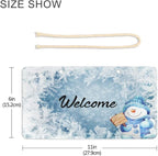 Blueangle Blue Snowman Welcome Sign - Front Door Decor Wall Hanging Acrylic Plaque Porch Decorations for Home