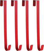 Sattiyrch 15" Wreath Hanger for Front Door,Sturdy Steel Wreath Door Hanger,Over The Door Hanger Hook (Red,4)