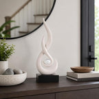 Modern Abstract Art Table Decoration,Resin Flame Statue Modern Centerpiece Ornaments for Living Room Great Gift Idea Home Decor,Collectibles (Beige)