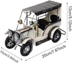 Vintage Design Car Model Automobile Figurine Collectible for Farmhouse Table Bedroom Bookshelf, White