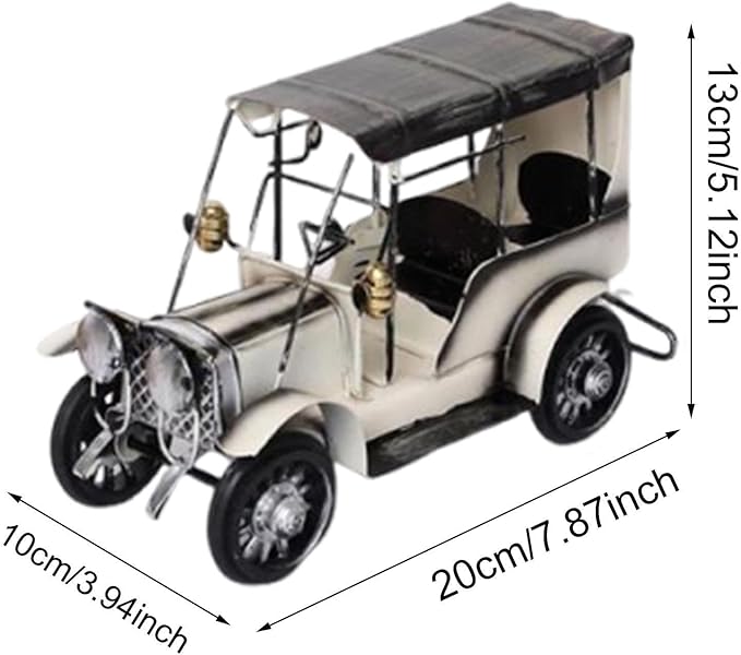 Vintage Design Car Model Automobile Figurine Collectible for Farmhouse Table Bedroom Bookshelf, White