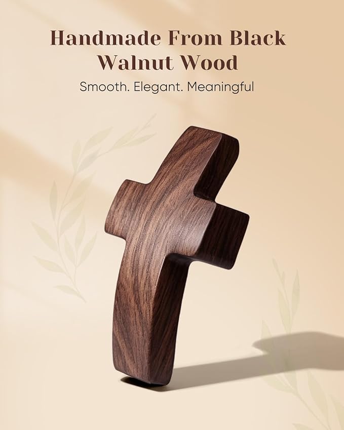 3-Pack Wooden Cross Fidget, Handmade Pocket Wood Crosses, Cross My Heart | Encouragement Gift, Relieve Anxiety for Yourself, Inspirational Easter Gift for Christian Faith, Prayer, Father Day Gifts