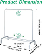 JIUYOTREE Metal Clothing Rack 43.3 Inches Clothes Garment Coat Rack with Bottom Shelf Clothing Rack for Hanging Clothes Coats Skirts Shirts Sweaters Silver Gray