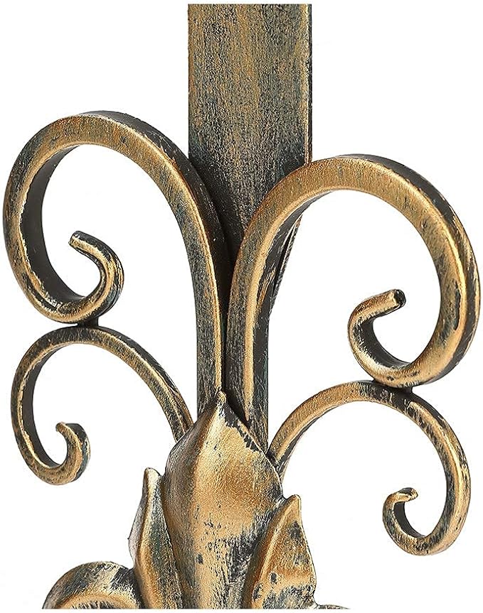Jemeni 2 Pack 16" Wreath Hanger for Front Door, Metal Over The Door Wreath Hanger, Fleur Dis Lis Wreath Door Hanger, Door Hanger for Wreath with Scroll Design, Antique Gold