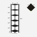 TUTOTAK Corner Shelf with LED Light, 6-Tier Corner Bookshelf for Small Space, Narrow Display Corner Shelf Stand with Storage Rack, for Living Room, Bedroom, Black BS08BK006L