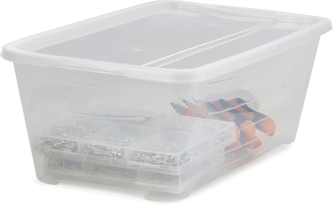 Life Story 6 Liter Plastic Storage Container Set, Stackable Shoe, Accessory, and Home Closet Organizational Tote Bins with Secure Lids, 40 Pack, Clear