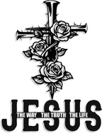 Kercan Jesus Cross Metal Wall Decor Christian Wall Art for Home Religious Cross Decoration Living Room Bedroom Prayer Room The Way The Truth The Life Christ Inspired Christian Gift for Family Friends
