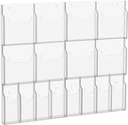 Acrylic Brochure Pamphlet Holder, 8 Magazine Holders and 8 Pamphlet Holders, Clear Brochure Display Holder Wall Mount, Trifold Flyer Rack, Literature Storage Rack for Home, Offices, Waiting Room
