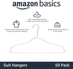 Amazon Basics Slim Velvet Non-Slip Space Saving Suit Clothes Hangers, Closet Organizer, Sturdy Construction, Ivory/Rose Gold, 50-Pack