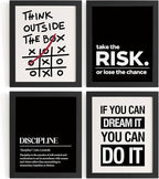 DSHFG Motivational Office Inspirational Wall Art Prints Set of 4, Think Outside the Box Motivational Balck Wall Art Posters for Office Home Decor, 8x10 Unframed